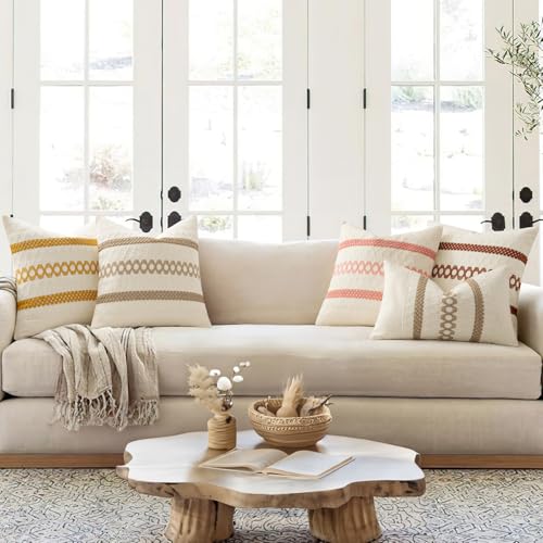 Set of 2 Coral Red Boho Decorative Lumbar Pillow Covers 12x20 Inch (20" x 12" (Pack of 2) / Coral Red)