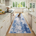 Washable Runner 3'x9' Abstract Area Rug for Hallway Blue Gray (Blue/Gray / 3' x 9' (Runner))