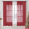 Burgundy Linen Curtains 63 Inches Long for Living Room (Burgundy / 42"W x 63"L (Pack of 2))