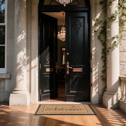 Welcome Mat Heavy Duty Sturdy Door Mats for Home Entrance Outdoor Indoor (Yellow / 47x24 Inch)
