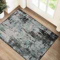 Washable 2'x3' Abstract Area Rug for Living Room Teal Black (Black/Teal Blue / 2' x 3' (Rectangular))