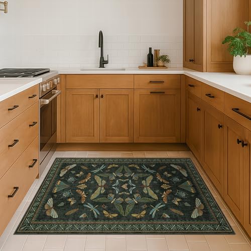 Green and Black Entryway Rug (3' x 5' (Rectangular) / Dark Green)