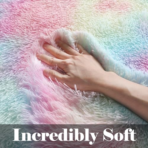 Rainbow Area Rugs for Girls Bedroom Living Room (Colorful Rainbow / 4' x 6' (Rectangular))