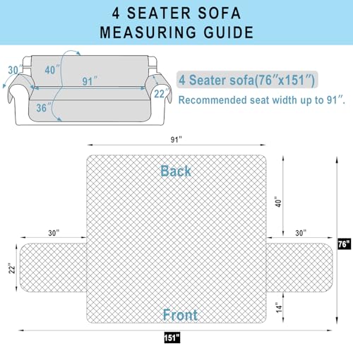 Oversized Sofa Cover for 3 Cushion (Beige/Beige / Sofa Xl - Xl Large (78"))