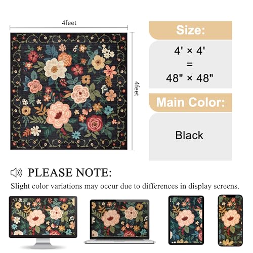 4x4 Square Area Rug (Black / 4' x 4' (Rectangular))