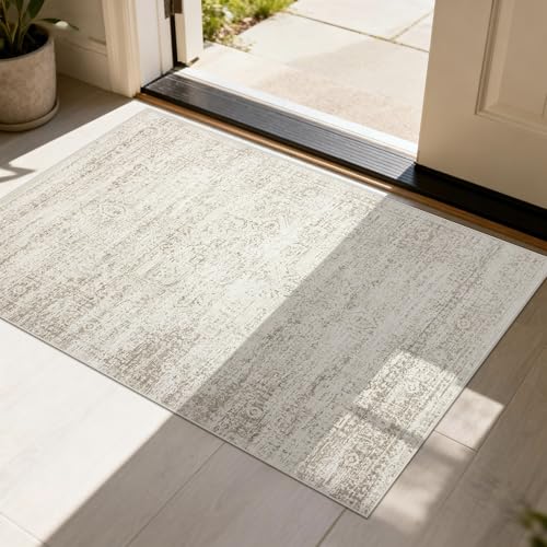 Small Washable Rugs 2x3 Entryway Area Rugs for Kitchen (2' x 3' (Rectangular) / Beige-ivory-cream-brown-camel)