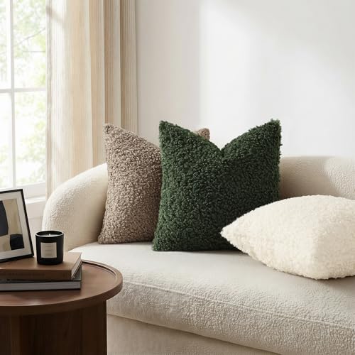 Sherpa Decorative Throw Pillow Covers 20x20 Set of 2 Olive Green (Olive Green / 20" x 20" (Pack of 2))