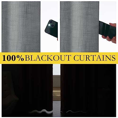 Vintage Open Linen Weave Flax Thermal Curtains (34"W x 60"L (Pack of 2) / Dove Grey)