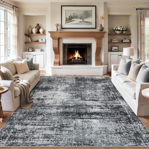 8x10 Area Rug Living Room (Dark Black / 8' x 10' (Rectangular))