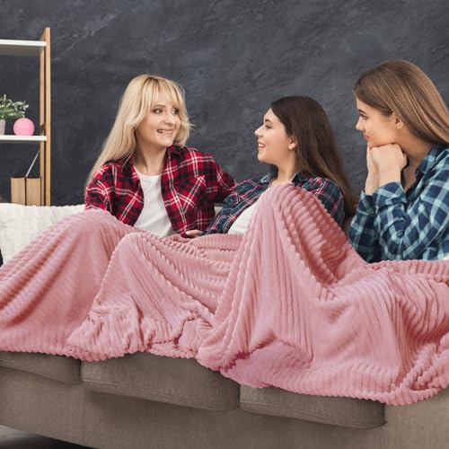 12 Pcs Flannel Blankets Bulk (Dusty Pink)