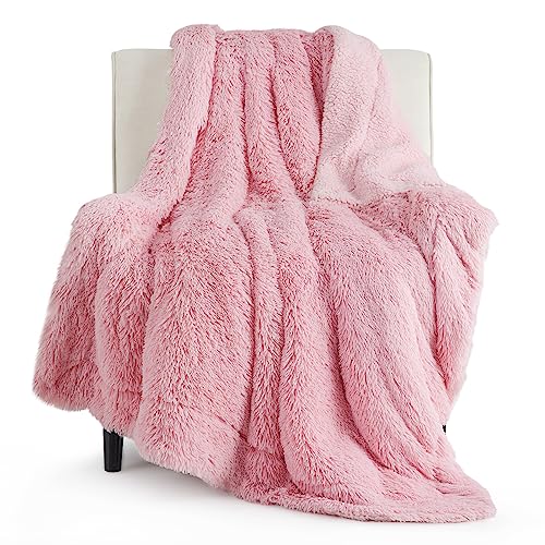 Faux Fur Fluffy Sherpa Throw Blanket Couch Twin Pink 60"x80" (04- Pink / Twin (60" X 80"))