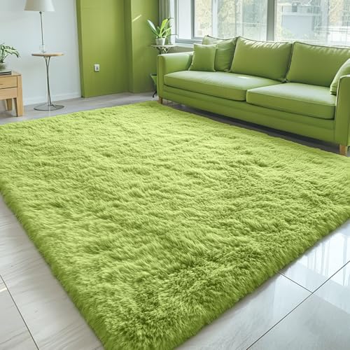 5x8 Machine Washable Large Area Rugs for Living Room (5x8 Ft / Grass Green)