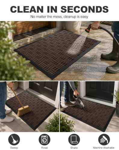 Front Door Mat Outdoor Entrance (Mocha Brown / 3' x 5'2" (Rectangular))