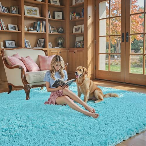 Area Rugs 9x12 Living Room (Teal Blue / 9' x 12' (Rectangular))