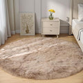 Circle Sheepskin Rug 5ft Round Fluffy Fuzzy Furry Carpet for Bedroom Living Room Shaggy Washable Soft (5' (Round) / Beige)