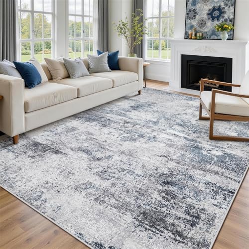 5x7 Area Rugs for Living Room Washable Bedroom Dining Room Blue Grey (Blue/Grey / 5' x 7' (Rectangular))