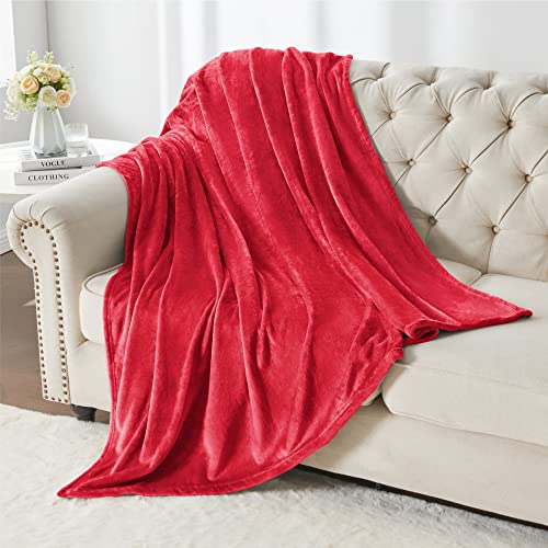 Fleece Blanket Soft Plush Throw for Couch Red 50"x70" (Red / Throw XL(50"x70"))