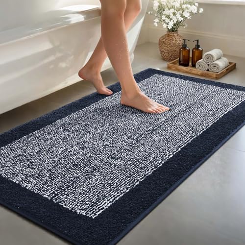 60x24 Bathroom Rugs Non Slip Washable (Dark Blue / 2' x 5' (Rectangular))