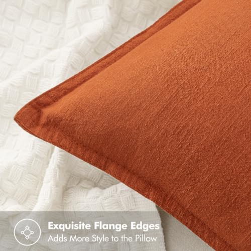 Decorative Linen Pillow Covers 18x18 Inch Burnt Orange (Burnt Orange / 18" x 18" (Pack of 2))