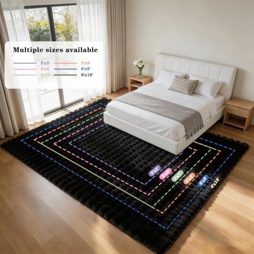 Black Rabbit Plush Rug 6'x9'