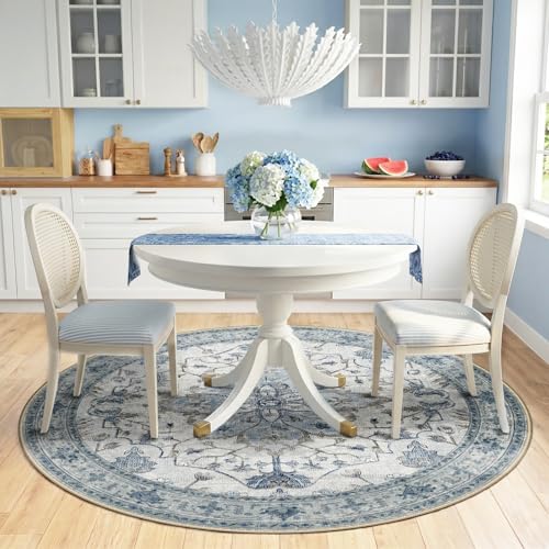 Washable Area Rug (Blue/White/Gray / 6' (Round))