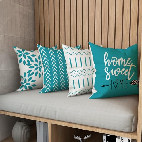 Pillow Covers 18x18 Set of 4 (Aqua Blue / 18" x 18" (Pack of 4))