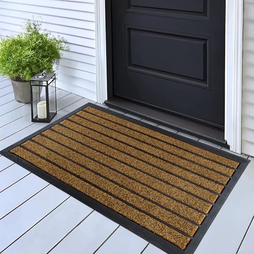 Extra Durable Door Mat Outside Entrance (32'' x 20'' (Rectangular) / Bright Brown)