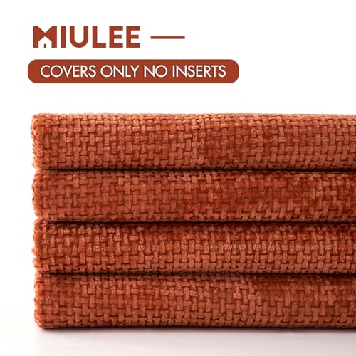 Decorative Chenille Fall Pillow Covers Burnt Orange 20x20 Pack of 4 (20" x 20" (Pack of 4) / Burnt Orange)