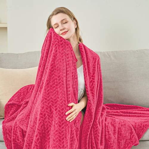 Hot Pink Fleece Throw Blanket for Women (Hot Pink / Throw/Travel-50x60 IN)