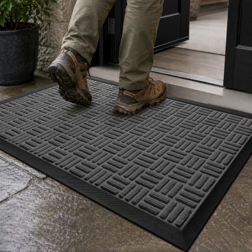 Front Door Mat Outdoor Entrance (Silver Mist / 3' x 5'2" (Rectangular))