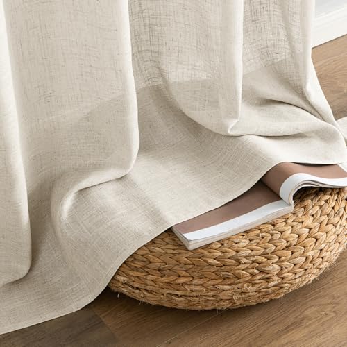 Cream Linen Curtains 52x108 Inches Long for Bedroom and Living Room (52"W x 108"L (Pack of 2) / Cream)