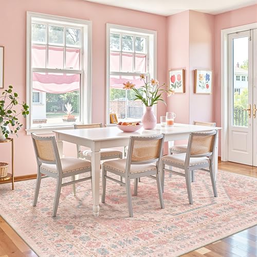 Pink Rugs for Bedroom (Pink/Blue / 7' x 9' (Rectangular))