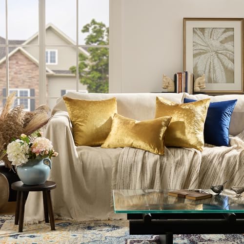 Gold Velvet Pillow Covers 18x18 Decorative Pillows Pack of 2 (Gold / 18" x 18" (Pack of 2))