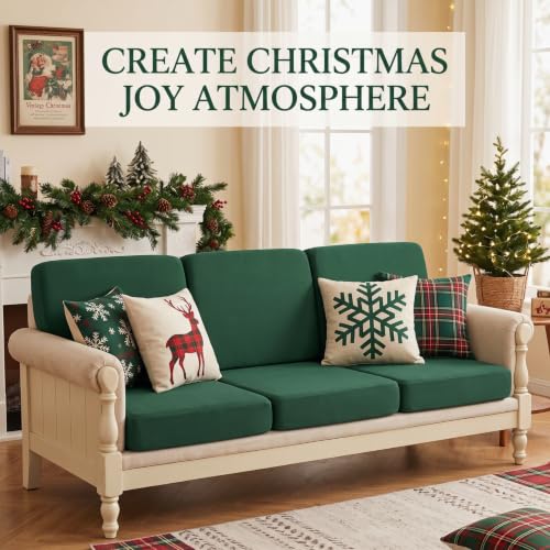 4 Pcs Stretch Cushion Covers (Pine Green / Seat Cover)