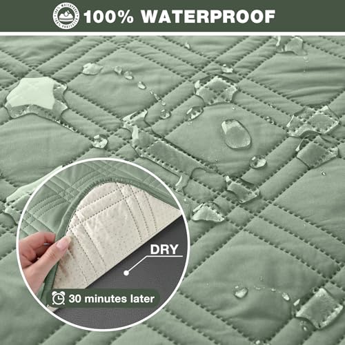100% Waterproof Recliner Sofa Cover (Sage Green / 3 Seater Standard)