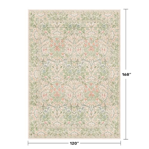 Vintage Washable Beige Green 10x14 Rug for Living Room (Garden Green / 10' x 14' (Rectangular))