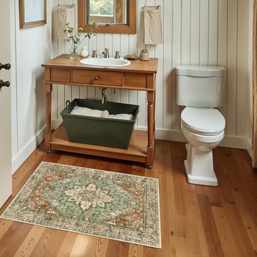 Washable Area Rug (Brick/Brown/Green / 2' x 3' (Rectangular))