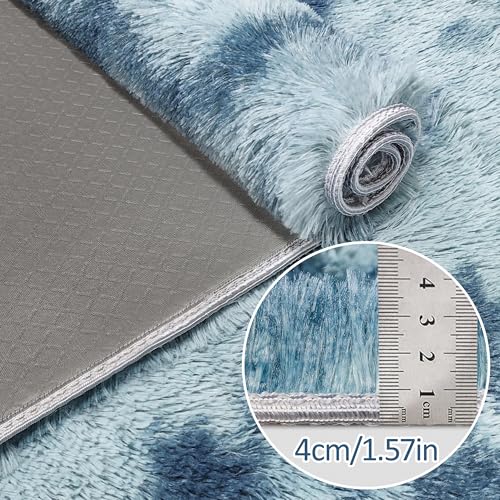 Super Soft Fluffy Living Room Area Rug 2x5 ft Tie (Tie-dyed Blue / 2' x 5' (Runner))