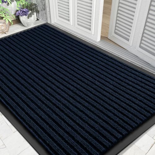Front Door Mat Outdoor Indoor 47x32 (Navy Blue / 47x32 Inch)