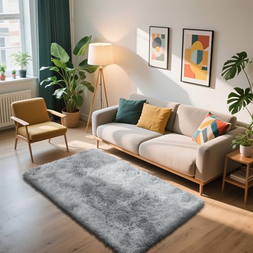 3x5 Area Rug for Bedroom (Mottling Grey / 3' x 5' (Rectangular))