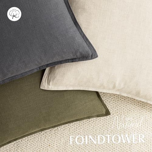Linen Solid Decorative Throw Pillow Covers 20x20 Inch Grey (20" x 20" (Pack of 2) / Grey)