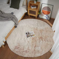 Faux Rabbit Fur Round Rug 6ft Light Brown Beige Round Rugs for Bedroom Decor Fluffy Area Rugs for Living Room (Beige / 6' (Round))