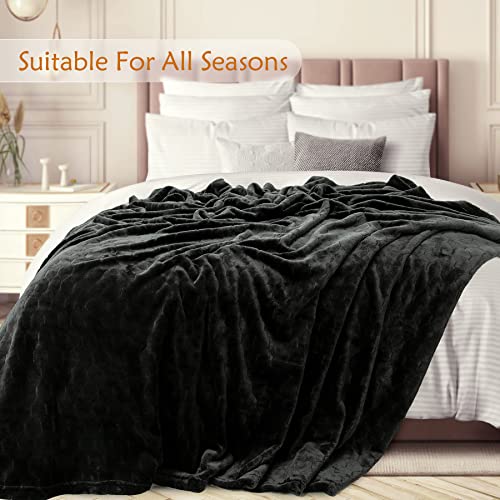 Fleece Blanket Fuzzy Plush Throw Blanket 50" x 60" (Black / Throw-50" x 60")