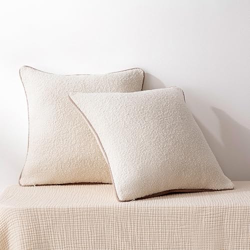 Boucle Throw Pillow Covers for Couch (White / 22" x 22" (Pack of 2))
