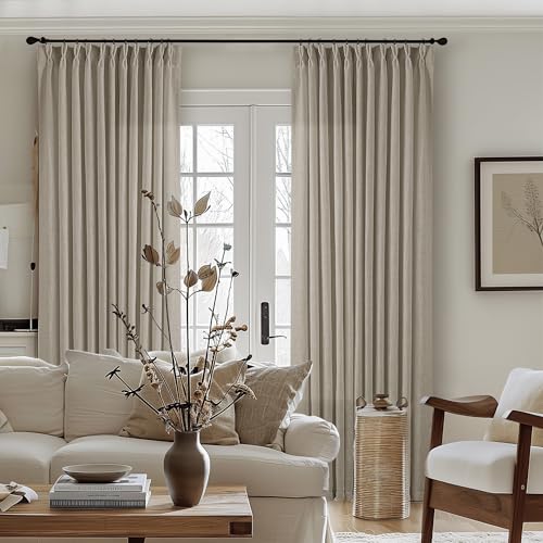 Taupe Burlywood Pinch Pleat Linen Curtains 96 Inches Long 70 Inch Wide (Burlywood Birch / 70"W x 96"L (Pack of 1))