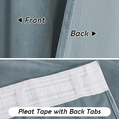 Stone Blue Velvet Curtains 72 inches Length with Hook Belt (Stone Blue / 42"W x 72"L (Pack of 2))