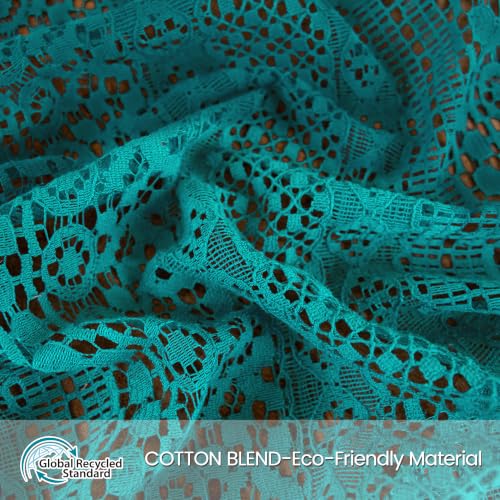 Boho Lace Curtains 96 Inches 2 Panel (59"W x 96"L (Pack of 2) / Teal)