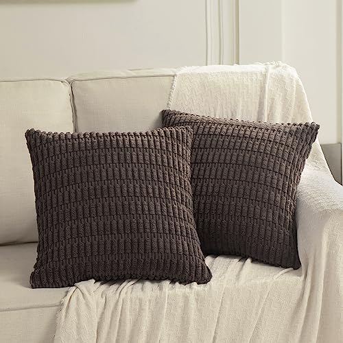 4 Packs Decorative Throw Pillow Covers for Living Room Couch Bed (22" x 22" (Pack of 4) / Dark Brown)