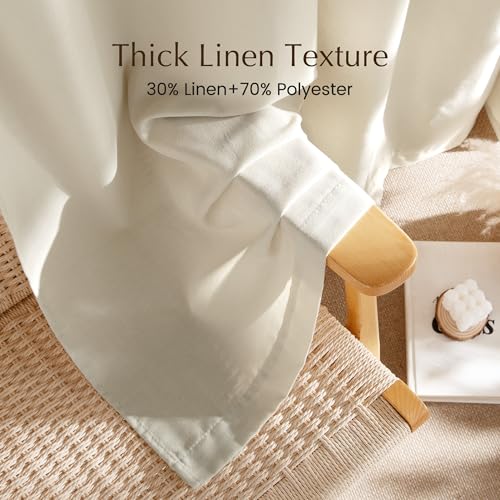 Bone White Linen Curtains for Kitchen (Bone White / 55"W x 84"L (Pack of 2))