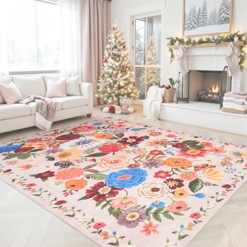 Blush Area Rug 5x7 for Bedroom Living Room (Blush Beige / 5' x 7' (Rectangular))